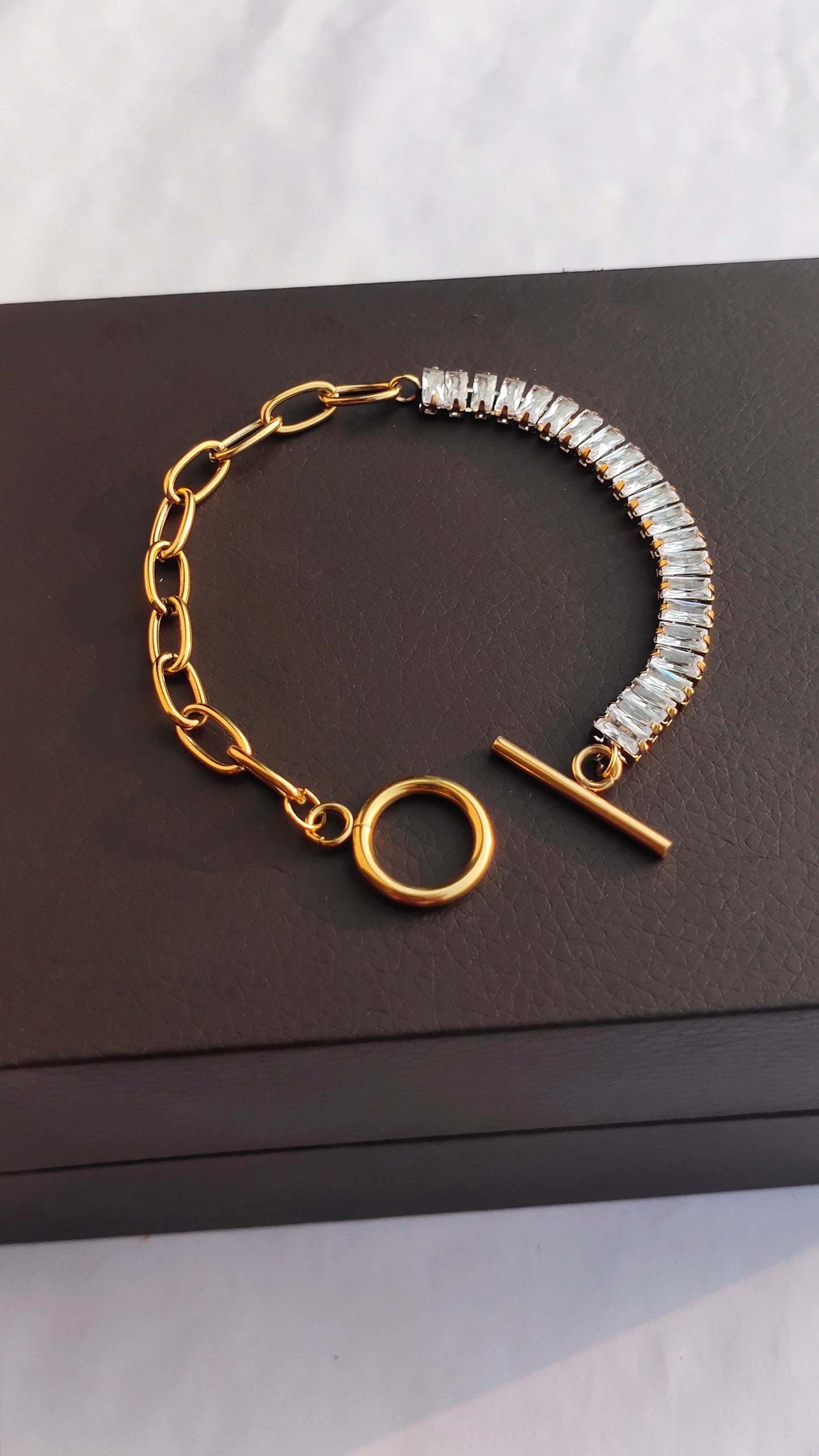 Stone Studded With Chain Women Bracelet