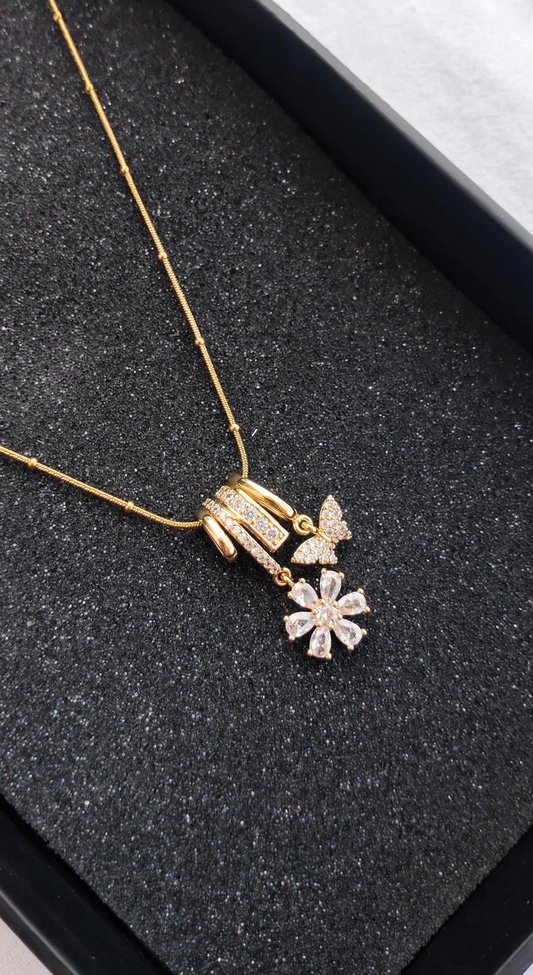 Butterfly Bloom Gold Pendant Necklace