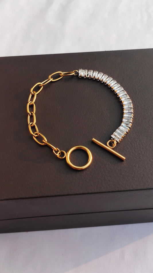 Stone Studded With Chain Women Bracelet