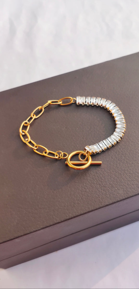 Stone Studded With Chain Women Bracelet